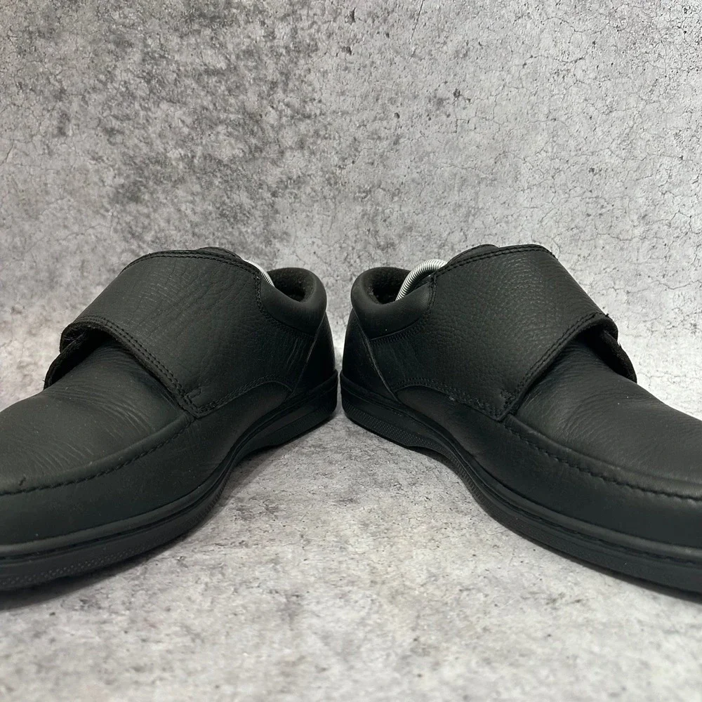 Streetcars Shoes Men 11 2W Black Leather Comfort Hook Loop Moc Toe 9475-FG